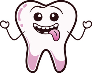 tooth cartoon character isolated silhouette