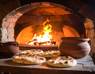 Traditional flatbread, shekpek, is baked in a tandoor oven, highlighting a staple food and baking traditions.