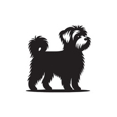 Morkie dog silhouette showcasing small, adorable mixed breed charm, playful and loving pet, digital vector art, perfect for logos, designs, crafts, and animal-themed projects.
