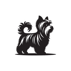 Morkie dog silhouette showcasing small, adorable mixed breed charm, playful and loving pet, digital vector art, perfect for logos, designs, crafts, and animal-themed projects.
