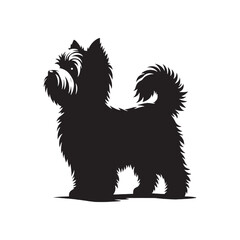 Morkie dog silhouette showcasing small, adorable mixed breed charm, playful and loving pet, digital vector art, perfect for logos, designs, crafts, and animal-themed projects.
