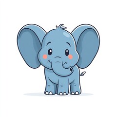 Naklejka premium Cute Cartoon Elephant with Big Ears