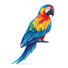 Fototapeta premium Macaw parrot with colorful feathers, on white