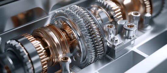Fototapeta premium Intricate Gear System: Precision Engineering and Mechanical Marvel