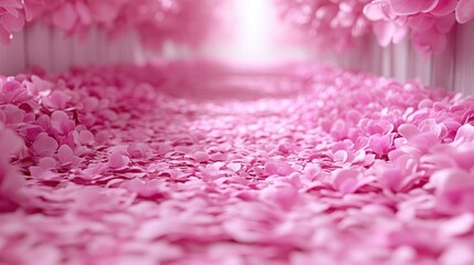 Obraz premium Pink floral tunnel pathway