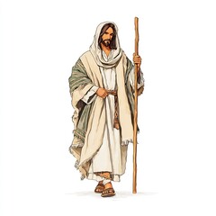 Jesus with shepherd staff 