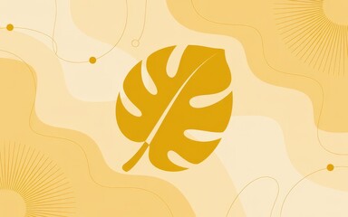 Abstract monstera leaf on a yellow background.