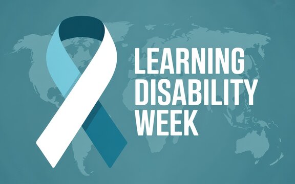 Blue and white ribbon symbolizing Learning Disability Week.
