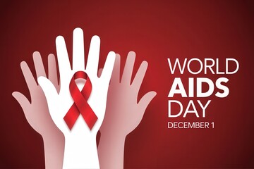 World AIDS Day banner with red ribbon symbolizing awareness and support.
