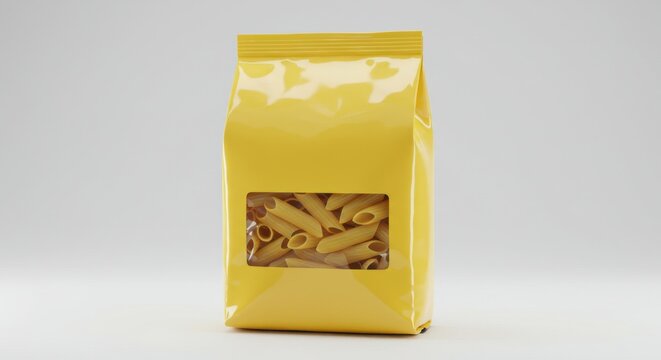 Minimalist Bright Yellow Pasta Packaging Mockup
