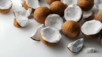 Geometric art of coconuts minimalist wallpaper