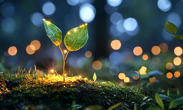 Night tender green sapling picture