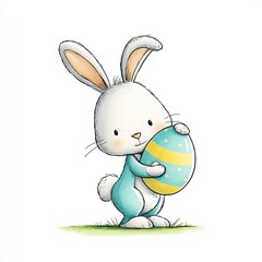Fototapeta premium Cute Bunny Holding Easter Egg