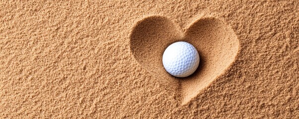 Love for Golf Ball in Heart-Shaped Sand Trap, golf , sport