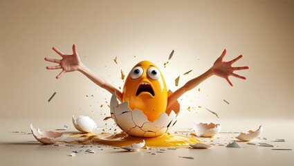 Shocked Egg Breaking Out of Shell