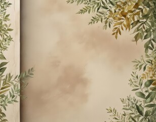 Rustic watercolor foliage border on bifold program , family, gathering