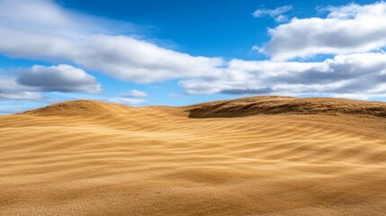 Fototapeta premium Rolling Golden Hills Under Blue Sky, landscape , cloudscape