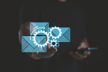 Email marketing, email automation, marketing automation concept. Using ai data to drive marketing automation. Develop an insight customer data strengthen customer engagement, retention, loyalty.