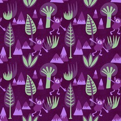 Naklejka premium Winter monsters seamless Christmas yeti pattern for wrapping paper and fabrics
