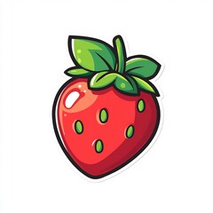 Obraz premium strawberry with seeds flat cartoon 