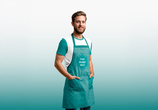 Man Wearing an Apron Mockup