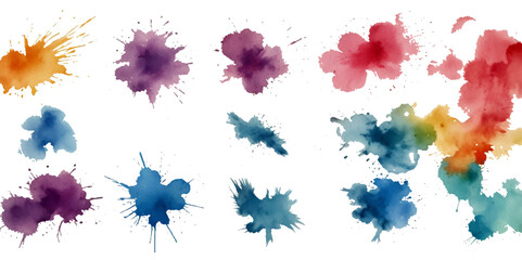 Set of colorful paint splatter abstract vector texture background. Set of abstract watercolor water splash background.	