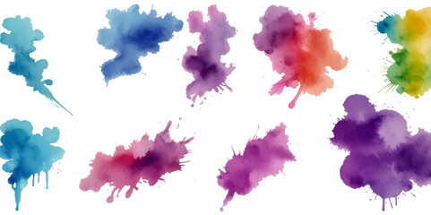 Set of colorful paint splatter abstract vector texture background. Set of abstract watercolor water splash background.	