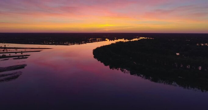 Aerial footage of the main river of belarusian Palessie - the river Prypyat