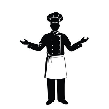 Shef cooking man icon silhouette vector illustration design on white background.