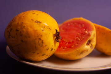 guavas on a blue background