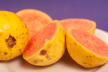 guavas on a blue background