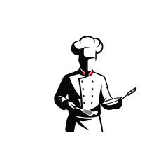 Shef cooking man icon silhouette vector illustration design on white background.