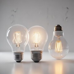 Energy-efficient vs  incandescent bulbs reflect on white ,  technology,  workspace