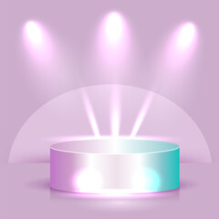 Realistic podiums with highlights and shadows, universal round, oval, stepped. For your creative designs.