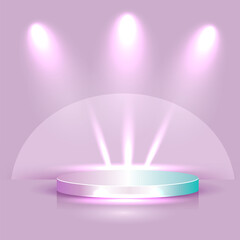 Realistic podiums with highlights and shadows, universal round, oval, stepped. For your creative designs.