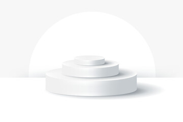 Realistic podiums with highlights and shadows, universal round, oval, stepped. For your creative designs.