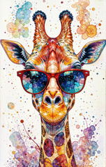 picture of a giraffe in glasses