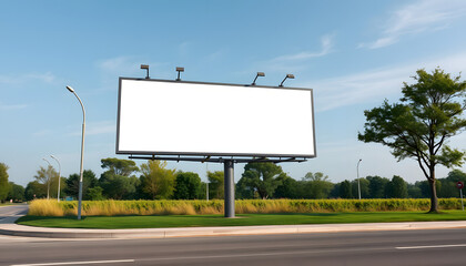 Billboard on the street. White Outdoor Advertising. Layout for advertising design. Lightposter pylon with a white field near the park, craft clay. White tone