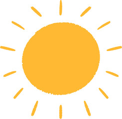 Hand drawn sun. Hot weather.