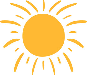 Scribble sun. Hand drawn hot weather.