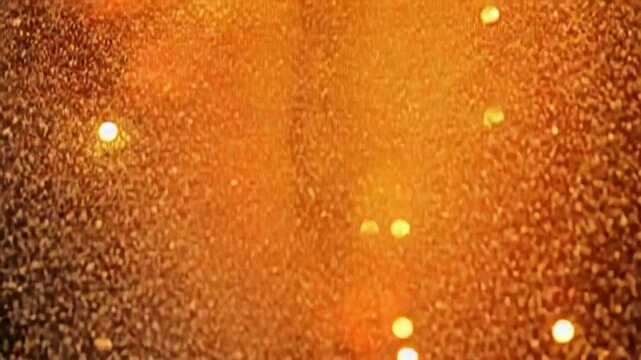 Red orange yellow ambient inspiring around glowing dream. Flowing round lights moony downfall. Slowly falling particles shiny scattered trail background loop.