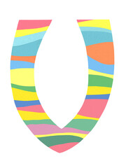 The letter V is striped. Watercolor illustration, poster.