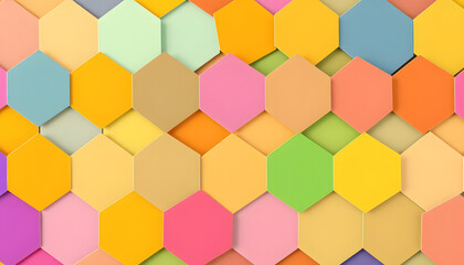 Mockup of hexagons, vibrant. White tone