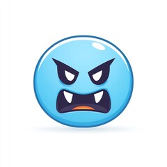 Blue Vampire Face Emoji on White Background