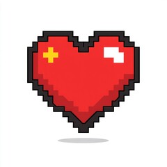 Pixelated heart in retro video game style