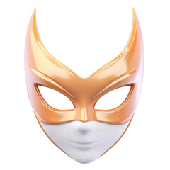 Female superhero mask in vibrant colors displayed on a white background for creative use, Female superhero mask isolated on white background