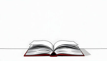 Empty black textbook on grey background, comic art. White tone