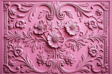 Ornate pink floral relief panel design.