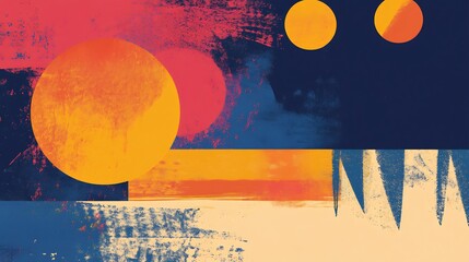 Abstract art inspired wishcard geometric patterns modern aesthetic bold colors no text