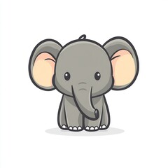 Naklejka premium Cute Cartoon Elephant with Big Ears